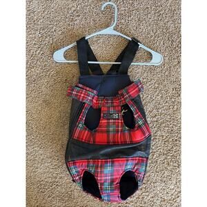 Daba Doo Red Holiday Christmas Plaid Cat Dog Small Pet Animal Carrier Backpack